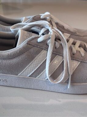 adidas White and Gray Low-Top Athletic Sneakers